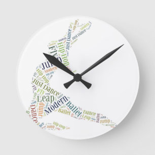 Tanz-Wort-Wolke Runde Wanduhr