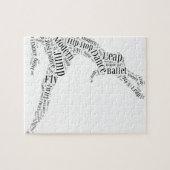 Tanz-Wort-Wolken-Schwarzes u. Weiß Puzzle (Horizontal)