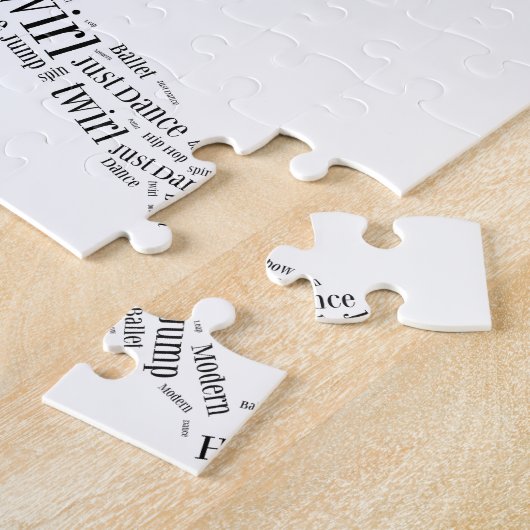 Tanz-Wort-Wolken-Schwarzes u. Weiß Puzzle (Seite)