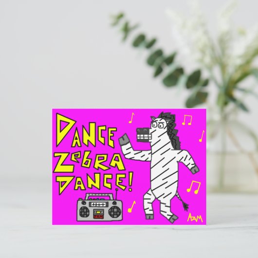 Tanz Zebra Tanz! Postkarte (Stehend Vorderseite)