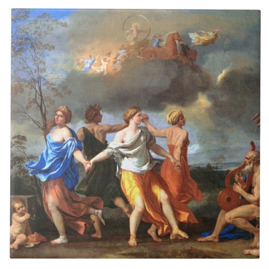 Tanz zur Musik der Zeit (von Nicholas Poussin) Fliese (Vorderseite)