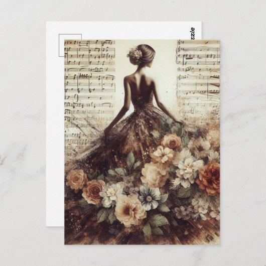 Tanz zur Musik Mixed Media Collage Postkarte (Vorne/Hinten)