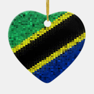 Tanzania-Flaggen-Glitterverzierung Keramik Ornament