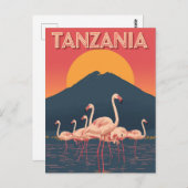 Tanzania Flamingo Sunset Postkarte (Vorne/Hinten)