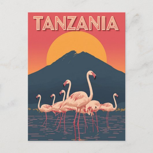 Tanzania Flamingo Sunset Postkarte (Vorderseite)