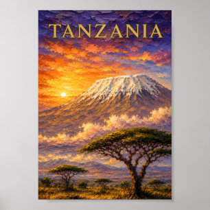 Tanzania: Radiant Mount Kilimanjaro Art Souvenir Poster