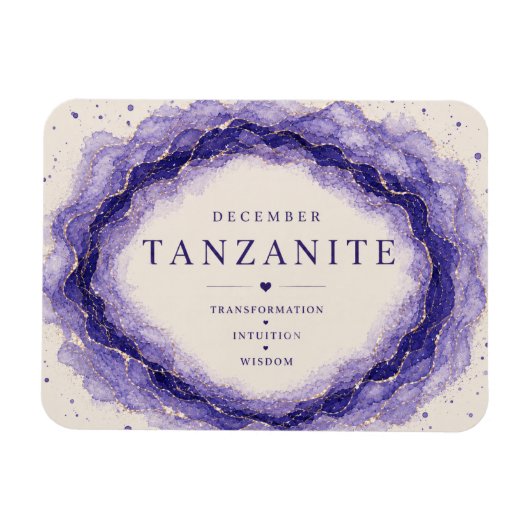 Tanzanit Dezember Geburtsstein Flexi Magnet (Horizontal)