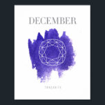 Tanzanite Birthstone Dezember Poster<br><div class="desc">Dieses Kunstdruckplakat bietet eine tanzanite lila-blaue Aquarellwäsche und eine grafische Edelstein-Kontur für den Geburtstein von Dezember.</div>