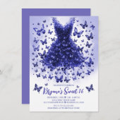 Tanzanite Butterfly Dress Dezember Birthstone Einladung (Vorne/Hinten)