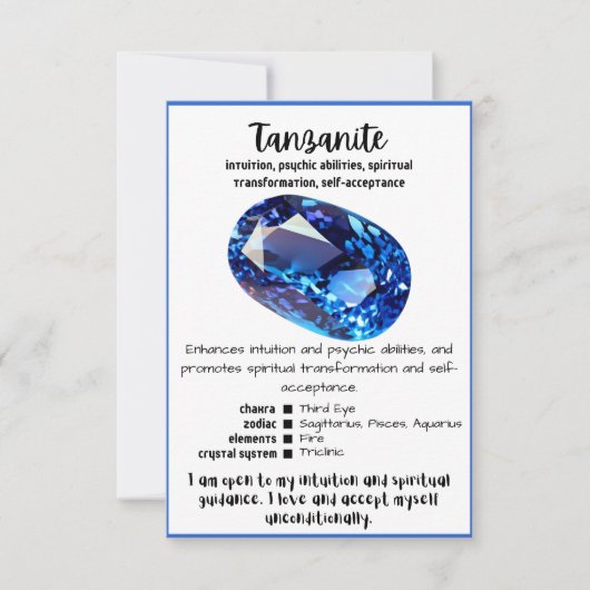 Tanzanite Crystal Meaning Card Einladung (Vorderseite)