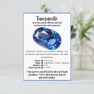 Tanzanite Crystal Meaning Card Einladung