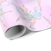Tanzbalerinas mit rosa Aqua-Muster Geschenkpapier (Rolleneckpunkt)