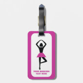 Tanzballerina, schwarz, heißrosa, Brauch Gepäckanhänger (Rückseite vertikal)