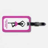 Tanzballerina, schwarz, heißrosa, Brauch Gepäckanhänger (Rückseite horizontal)