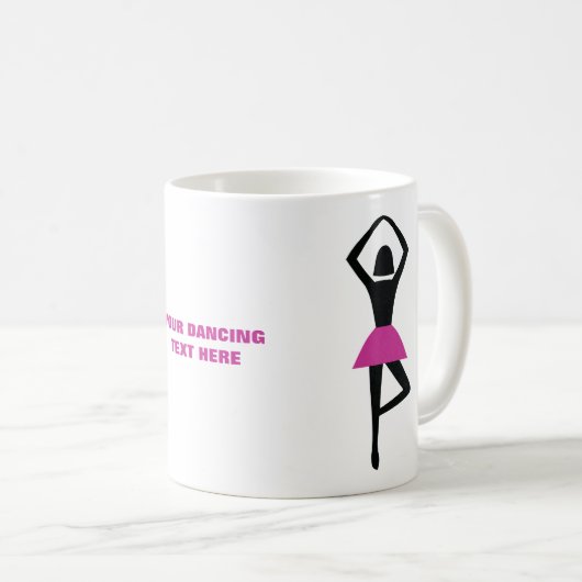 Tanzballerina, schwarz, heißrosa, Brauch Kaffeetasse (VorderseiteRechts)