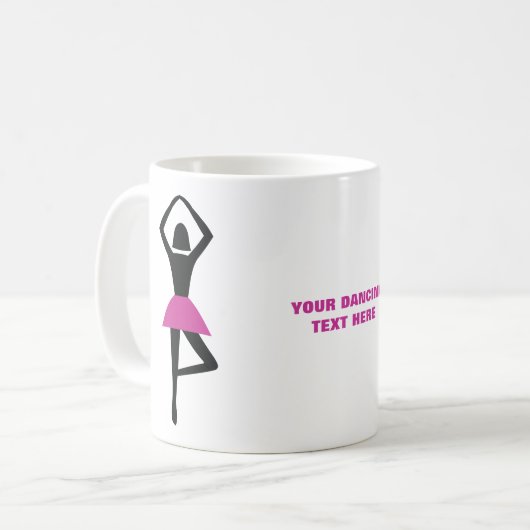 Tanzballerina, schwarz, heißrosa, Brauch Kaffeetasse (Vorderseite Links)