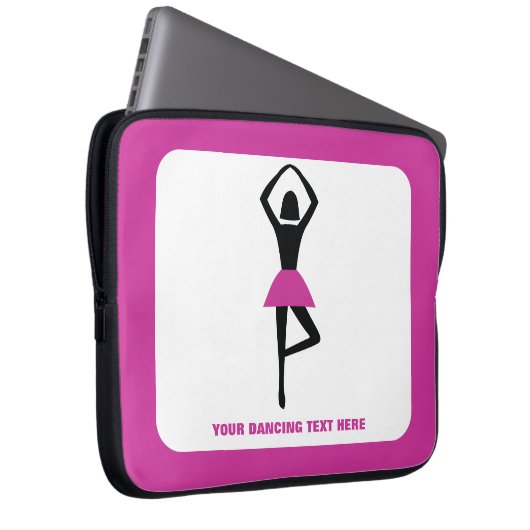Tanzballerina, schwarz, heißrosa, Brauch Laptopschutzhülle (Vorne Rechts)