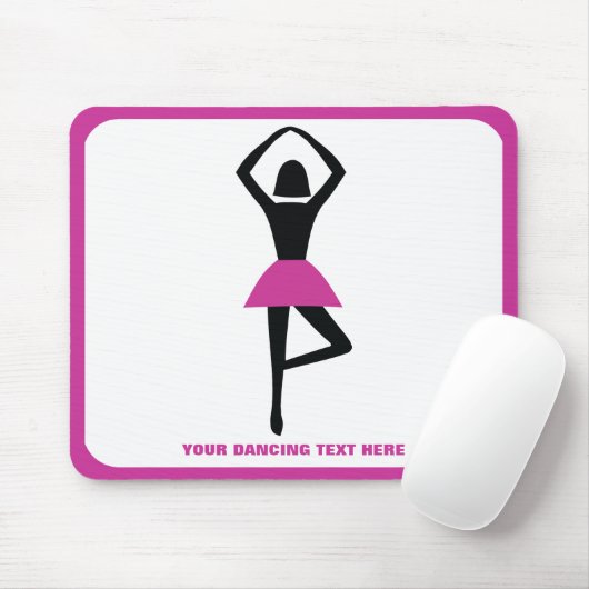 Tanzballerina, schwarz, heißrosa, Brauch Mousepad (Mit Mouse)