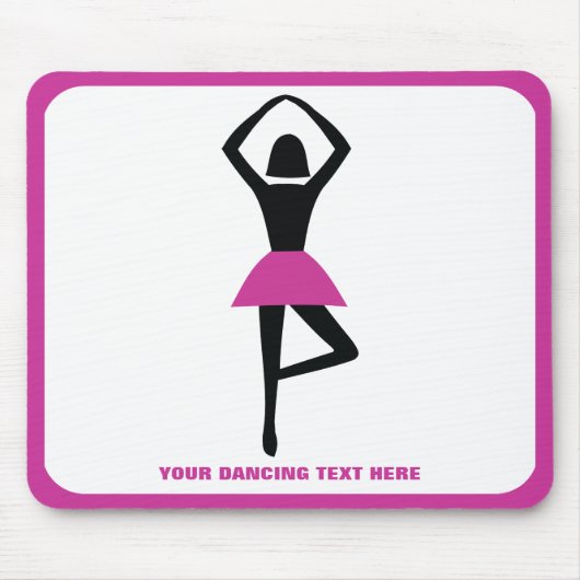Tanzballerina, schwarz, heißrosa, Brauch Mousepad (Vorne)