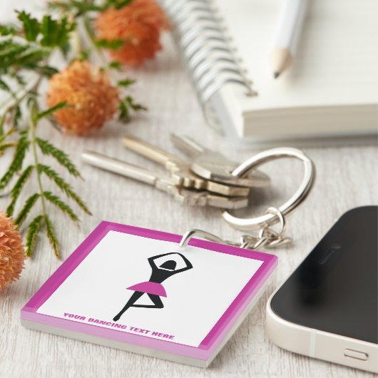Tanzballerina, schwarz, heißrosa, Brauch Schlüsselanhänger (Vorderseite rechts)