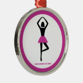 Tanzballerina, schwarz, heißrosa, Brauch Silbernes Ornament (Rechts)