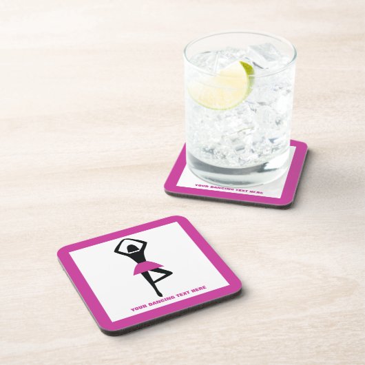 Tanzballerina, schwarz, heißrosa, Brauch Untersetzer (Rechte Seite)