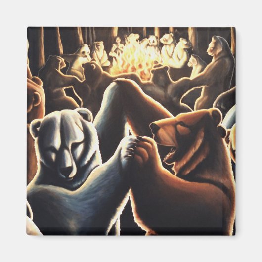 Tanzbären Kühlschrank Magent Party Tierische Kunst Magnet (Vorne)