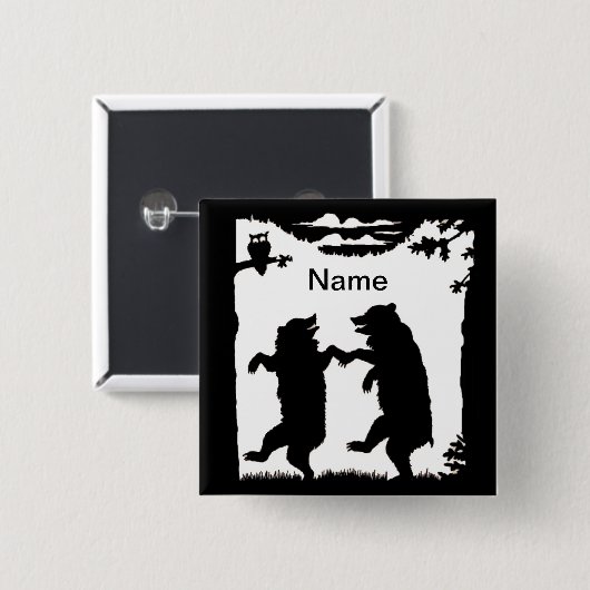 Tanzbären Schwarze Silhouette Button (Vorne & Hinten)