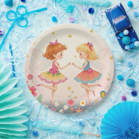Tanzblumenmärchen2 Gold Glitzer Paper Teller (Party)