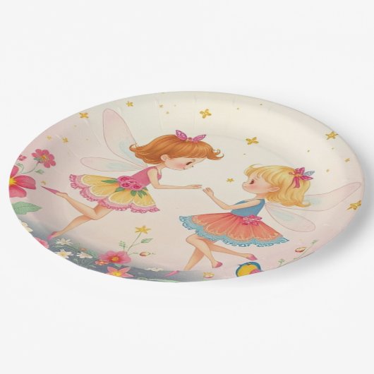 Tanzblumenmärchen2 Gold Glitzer Paper Teller (Schrägansicht)