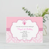 TanzDamast und Perle Einladung (Stehend Vorderseite)