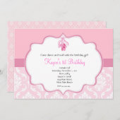 TanzDamast und Perle Einladung (Vorne/Hinten)