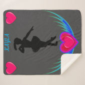 Tanzdecke mit Ballerina und rosa Herzen. Sherpadecke (Vorderseite (Horizontal))