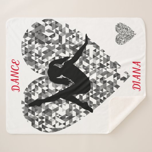 Tanzdecke mit glitzerndem Silberherz. Sherpadecke (Vorderseite (Horizontal))