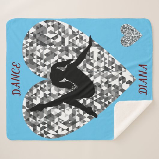 Tanzdecke mit glitzerndem Silberherz. Sherpadecke (Vorderseite (Horizontal))