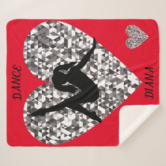 Tanzdecke mit glitzerndem Silberherz. Sherpadecke (Vorderseite (Horizontal))