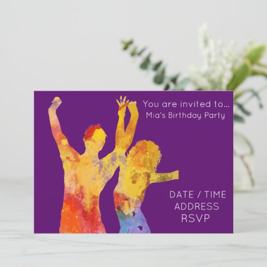 Tanzdisko Geburtstagsparty Einladung (Stehend Vorderseite)