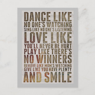 TANZE MOTIVIERT ALS OB NIEMAND ZUSCHAUT POSTKARTEN