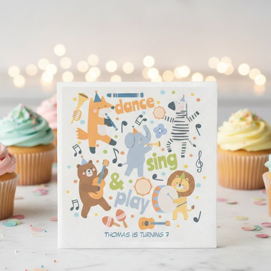 Tanze, singe und spiele Kindergeburtstag Serviette