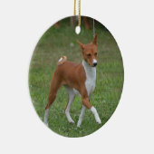 Tänzelnder Basenji Hund Keramik Ornament (Rechts)