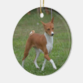 Tänzelnder Basenji Hund Keramik Ornament (Links)
