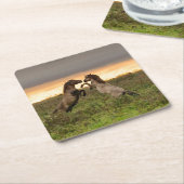 Tänzelnder wilde PferdeUntersetzer Rechteckiger Pappuntersetzer (angewinkelt)
