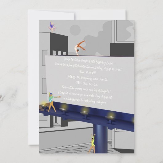 Tanzen an einem strahlenden Geburtstag Einladung (Rückseite)