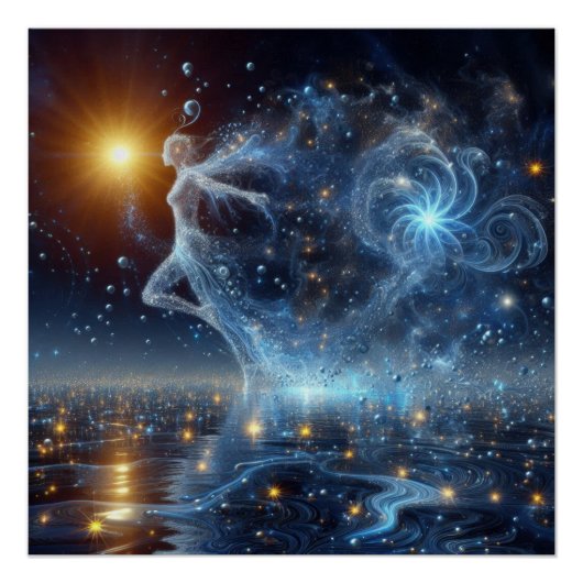 Tanzen auf reinem Wasser in einem blauen See Poster (Vorderseite)