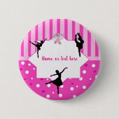 Tanzen Ballerina Silhouette Geburtstagsfeier Button (Vorderseite)