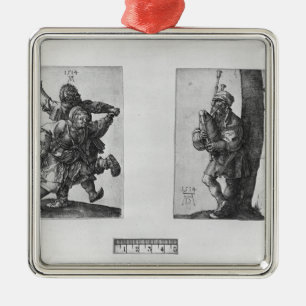 Tanzen-Bauern und ein Dudelsack-Spieler, 1514 Ornament Aus Metall