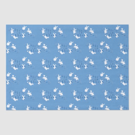 Tanzen Bunnies Es ist ein Junge! Blaues Gewebe Seidenpapier (Vorderseite)