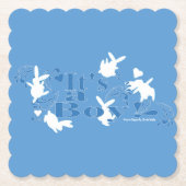 Tanzen Bunnies Es ist ein Junge! Blue Baby Dusche Untersetzer (Vorderseite)