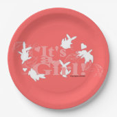 Tanzen Bunnies Es ist ein Mädchen! Pink Baby Dusch Pappteller (Vorderseite)