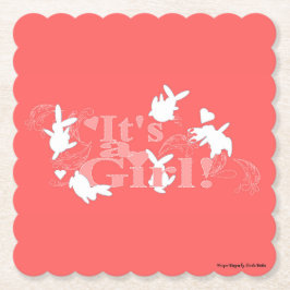 Tanzen Bunnies Es ist ein Mädchen! Pink Baby Dusch Untersetzer